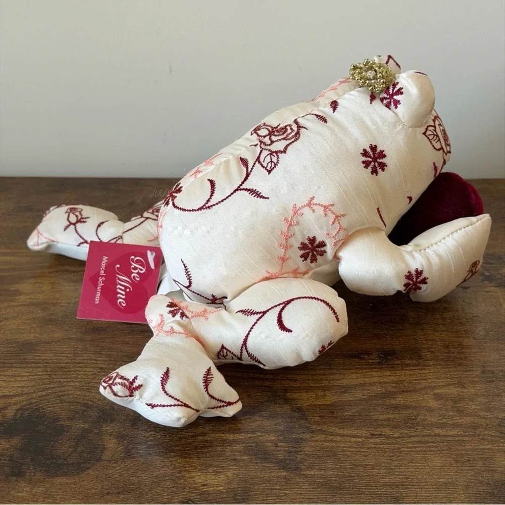 Vintage Marcel Shurman Frog Prince Plush Embroidered with Velvet Heart